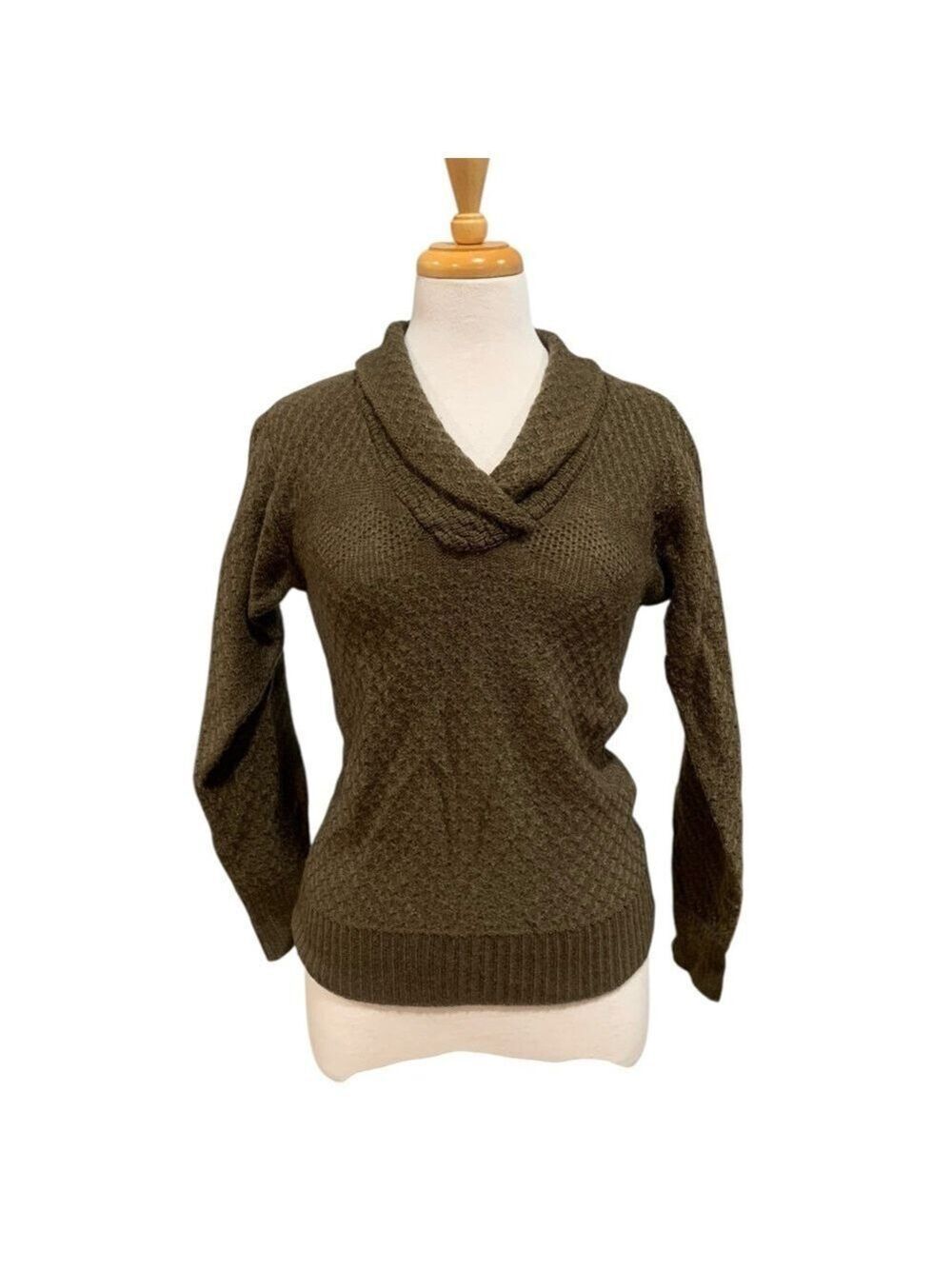Vntg 70’s brown knit cowl neck long sleeved sweater approx sz M